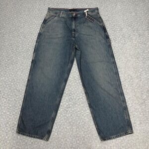 Tommy Hilfiger Jeans Mens 34x30 Carpenter Loose Fit Wide Leg Low Waist Denim New